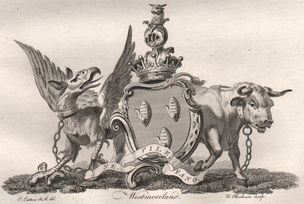 WESTMORLAND. Coat of Arms. Heraldry 1790 old antique vintage print picture